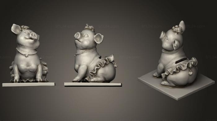 Animal figurines (Piggy Bank, STKJ_1275) 3D models for cnc